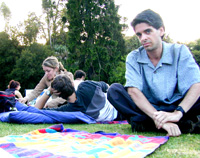 on the grass