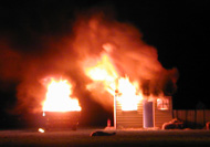 the pretend house is on fire