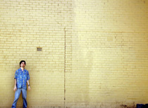 in front of a wall